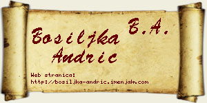 Bosiljka Andrić vizit kartica